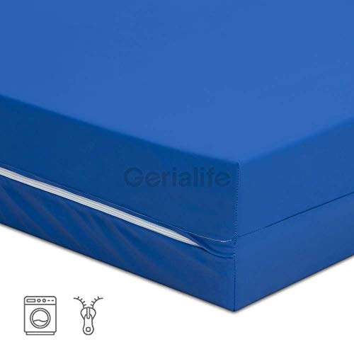 Gerialife® Cama articulada con colchón Sanitario viscoelástico Impermeable (90x190 + Barandillas)
