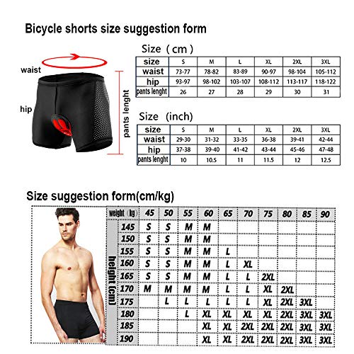 GIEADUN Pantalones Cortos de Ciclismo para Hombre/Ropa Interior Ciclismo De Hombre Calzoncillos Ciclismo Almohadilla De Gel/para Bici Ciclista Bicicleta MTB (Negro, Medium)