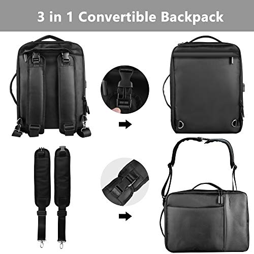 Gimars Diseño de actualización 3 en 1 Mochila Ejecutivo Hombre Impermeable para Ordenador portátil 15.6" Mochila Oficina con Cargador USB Multifuncional para Universidad Negocio