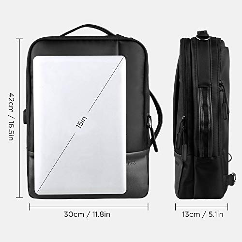 Gimars Diseño de actualización 3 en 1 Mochila Ejecutivo Hombre Impermeable para Ordenador portátil 15.6" Mochila Oficina con Cargador USB Multifuncional para Universidad Negocio