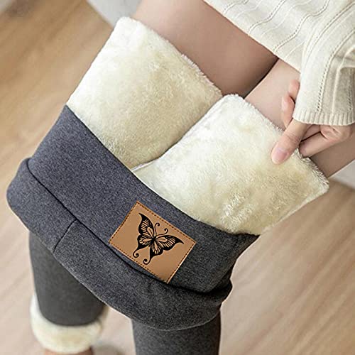 Gkojhj Leggings Térmicos Pantalones Invierno para Mujer Leggings Forro Polar Polainas de Cintura Alta Suave Elásticos Forrado de Terciopelo Grueso Calientes Bragas Casual Deportivo Leggins Mujer