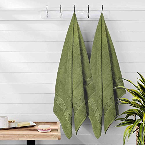 GLAMBURG Juego de 2 Toallas de baño de Gran tamaño de 70 x 140 cm, Toallas de baño Grandes, Ultra Absorbente Compacto de Secado rápido y Ligero, Color Verde Kiwi