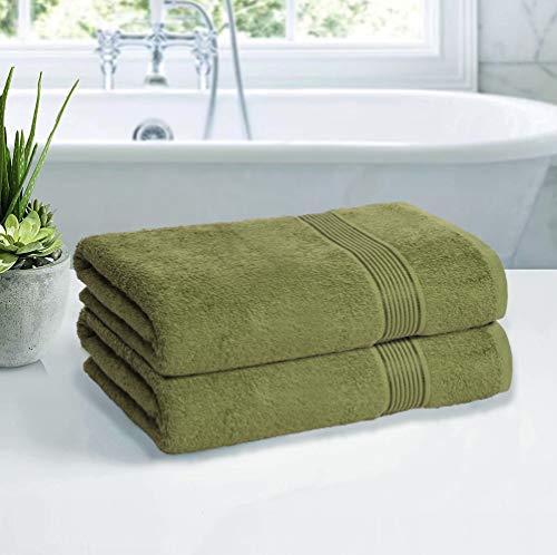 GLAMBURG Juego de 2 Toallas de baño de Gran tamaño de 70 x 140 cm, Toallas de baño Grandes, Ultra Absorbente Compacto de Secado rápido y Ligero, Color Verde Kiwi