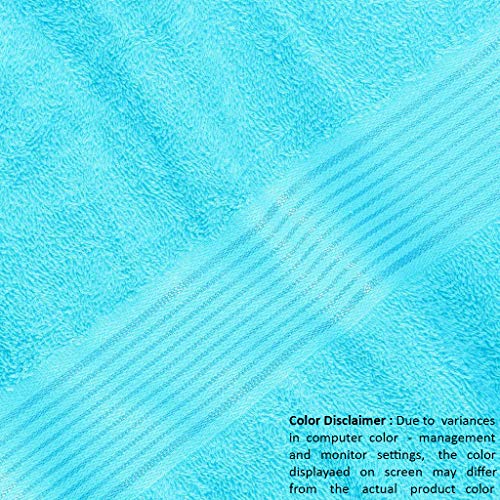 GLAMBURG Juego de 4 Toallas Ultra Suaves, de algodón, Contiene 2 Toallas de baño de 70 x 140 cm, 2 Toallas de Mano de 50 x 90 cm, Uso Diario, Compacto y Ligero, Color Azul Turquesa