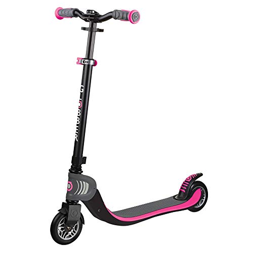 Globber Flow Foldable Patinete Plegable Juventud Unisex Negro/Rosa, Altura Ajustable