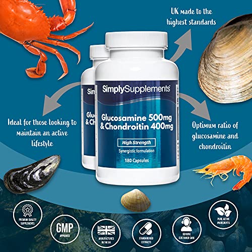 Glucosamina 500mg y Condroitina 400mg - ¡Bote para 4 meses! - 360 Cápsulas - SimplySupplements