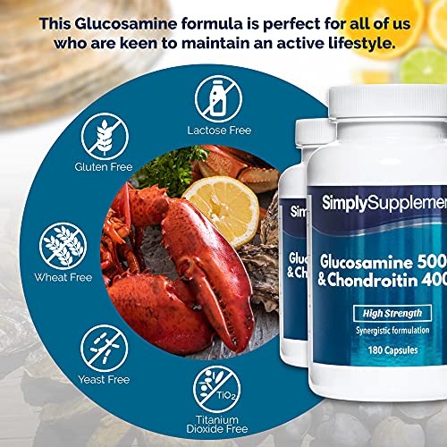 Glucosamina 500mg y Condroitina 400mg - ¡Bote para 4 meses! - 360 Cápsulas - SimplySupplements