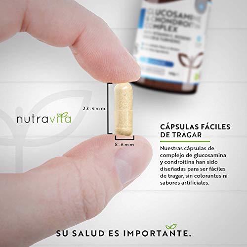 Glucosamina Complex con Condroitina + Vitamina C & Cúrcuma | 180 Cápsulas | Alta Dosis | Mantenimiento de Huesos Normales | Contribuye al Mantenimiento del Sistema Inmunitario | Hecho Por Nutravita