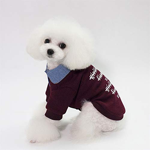 GODGETS Sudadera con Capucha para Pequeño Perros Accesorios Ropa Camisetas a Rayas Polar Suéter Ropa Caliente Suéter de Invierno Mascotas Accesorios Gatos Apparel Barato Vino Rojo S