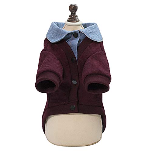 GODGETS Sudadera con Capucha para Pequeño Perros Accesorios Ropa Camisetas a Rayas Polar Suéter Ropa Caliente Suéter de Invierno Mascotas Accesorios Gatos Apparel Barato Vino Rojo S