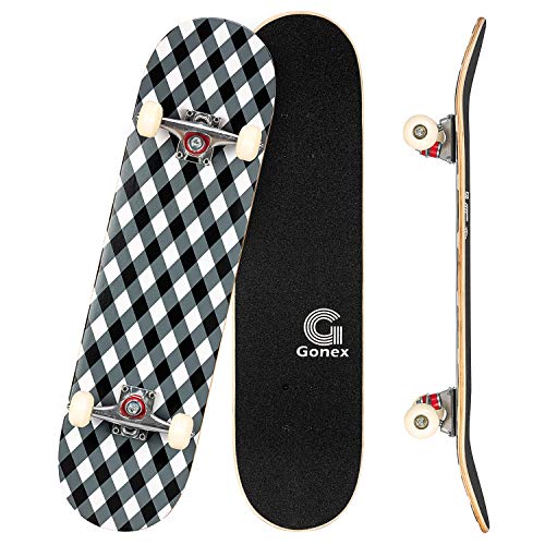 Gonex Skateboard para Principiantes Niños Niñas, 79 x 20 cm Completo Skateboard para Adolescentes Adultos, 9 Capas Monopatín de Madera de Arce ABEC-7