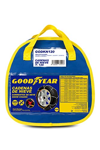 Goodyear GODKN120 1 Juego de 2 Cadenas Nieve METALICAS para Coche 9MM, Talla 120, con Tensor automático