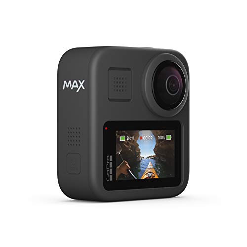 GoPro MAX, Cámara de Acción Digital a Prueba de Agua 360 con Estabilización Irrompible, Pantalla Táctil y Control de Voz, Bluetooth USB Wireless, GoPro Quik, Black