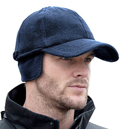 Gorra polar con orejeras POLARTHERM™ - Ideal para Invierno, Montaña, Nieve, Trabajo, Industria, Pescar, Deportes - Hombre/Mujer (Unisex) (Azul Marino)