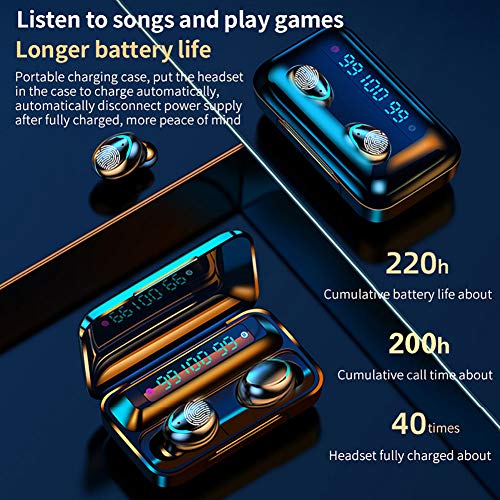 GPISEN Auriculares Bluetooth 5.0,Impermeable IPX7,Sonido Estéreo 9D,Pantalla Digital LED Inteligente,2000mAh Cámara de Carga,3 en 1 Multi Cable de Carga Compatible con Phone Samsung Huawei