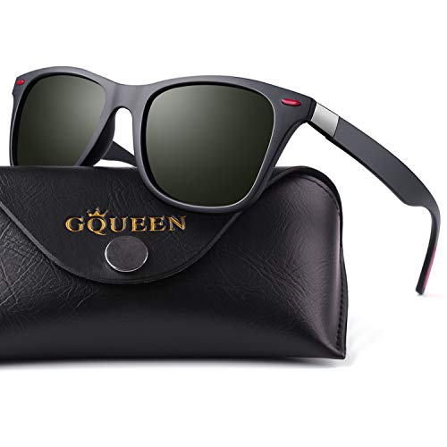 GQUEEN Gafas De Sol Ligeras Polarizadas Rectangulares TR90 Para Hombres con 100% Protección UV MO90