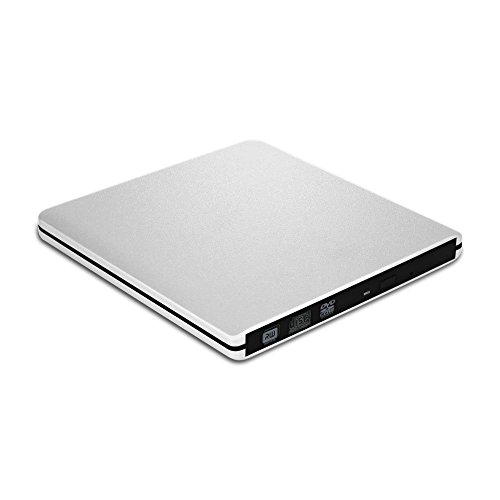 Grabadora Lector CD/DVD USB 3,0 Ultra Slim Portátil Unidad Externa Burner Lector Óptico CD/DVD/-RW/-RW SuperDrive para MacBook/MacBook Air/MacBook Pro/iMac/Windows/Mac OSX (Plata)