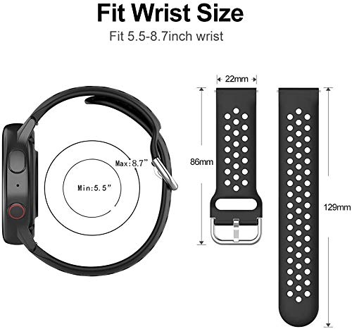 Gransho Correa de Reloj Compatible con Garmin Vivoactive 4, Silicona Correa Reloj con Acero Inoxidable Hebilla desplegable (22mm, Pattern 4)