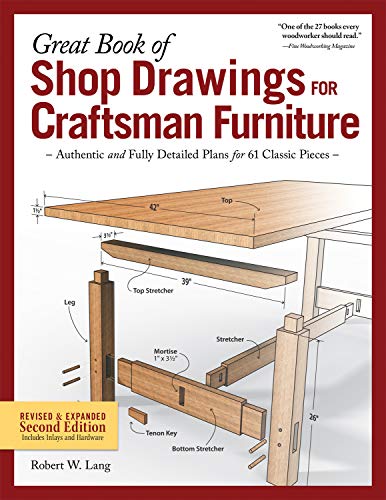 Great Book of Shop Drawings for Craftsman Furniture, Revised & Expanded Second Edition: Authentic and Fully Detailed Plans for 61 Classic Pieces (English Edition)
