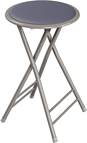 GREATOOL -Taburete Plegable de Aluminio con Asiento Acolchado, Pack 4 Unidades para Cocina, Comedor, Salón, Dormitorio,45x30x30cm (4 Unidades, Antracita)