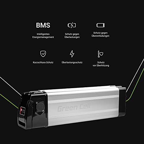 Green Cell® 24V | 36V | 48V Batería para Bicicleta Electrica de Iones de Litio Li-Ion Recargable al Motor 250W BMS E-Bike Pedelec Silverfish y Cargador (36V 11Ah MAX 250W)