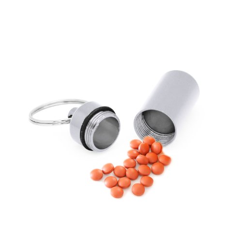 Grenhaven - Mini Pastillero para la medicación - Función de Llavero y portabilletes - Impermeable - Aluminio – 2X Plata
