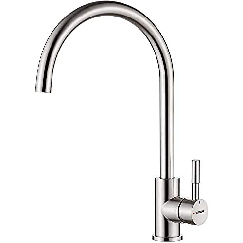 GRIFEMA G4008 Irismart, Cocina Inoxidable con caño orientable 360 °, Grifo de Fregadero Alto, Gris (Acero), Senza Doccia