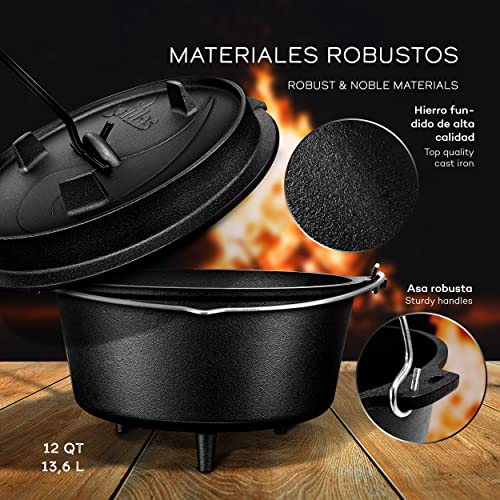 grillas® Set de Olla Holandesa | Dutch Oven | Horno Holandés de Hierro Fundido Esmaltado | Cazuela con Tapa y Asas