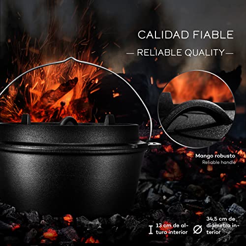 grillas® Set de Olla Holandesa | Dutch Oven | Horno Holandés de Hierro Fundido Esmaltado | Cazuela con Tapa y Asas