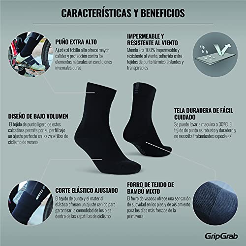 GripGrab Calcetines de Ciclismo Térmicos Lightweight Impermeables Calcetines Invierno Alto Rendimiento Aislantes Lluvia, Negro, XL