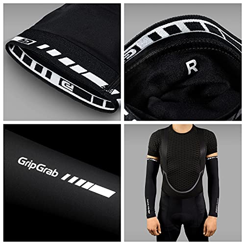 GripGrab Light Midseason Cycling Arm Warmers Anti-Slip Lightweight Thin Spring Summer Sleeves Road Mountain Gravel Bike Calentadores, Adultos Unisex, Negro, M