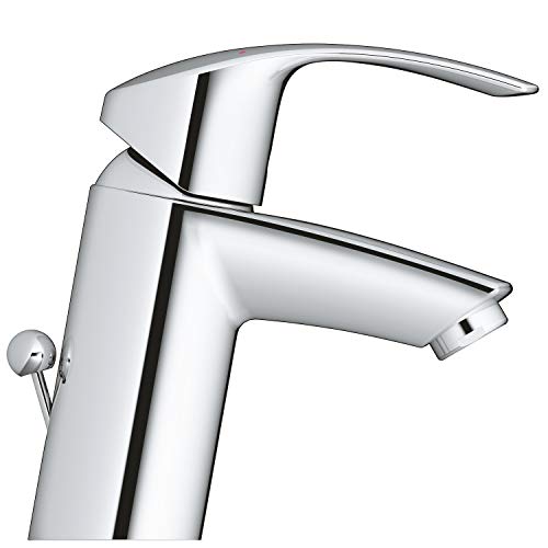 Grohe Eurosmart - Grifo de lavabo con vaciador automático, caño estándar, tecnología Grohe SilkMove, tecnología Grohe EcoJoy (Ref. 33265002)