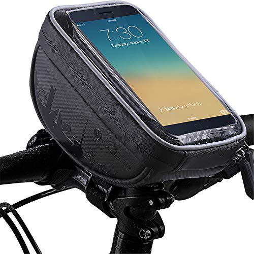 GSDJU Bolsa para Bicicleta Bolsa De Teléfono Móvil con Pantalla Táctil Repelente Al Agua Bolsa De Tubo Superior para Manillar De Viga Delantera para Bicicleta De Montaña 6.5 Pulgadas Negro