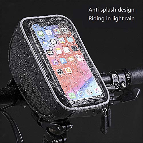 GSDJU Bolsa para Bicicleta Bolsa De Teléfono Móvil con Pantalla Táctil Repelente Al Agua Bolsa De Tubo Superior para Manillar De Viga Delantera para Bicicleta De Montaña 6.5 Pulgadas Negro