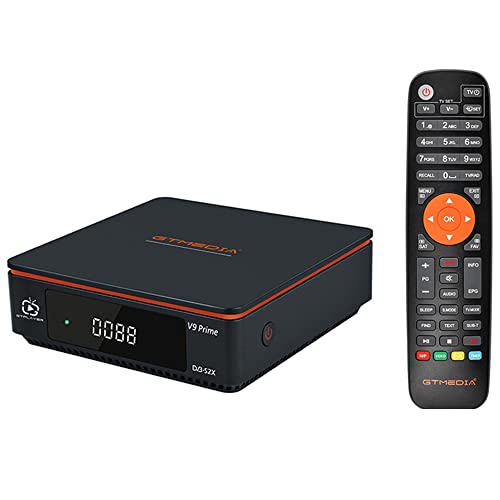 GTMEDIA V9 Prime Decodificador Satelite DVB-S/S2/S2X 2.4G WiFi Incorporado Receptor Satelite Soporta PVR/T2-MI/Biss Auto Roll/AVS+/VCM/ACM,H.265 1080P Full HD IPTV,HEVC 10 Bits, Cccam, Newcam, youtube