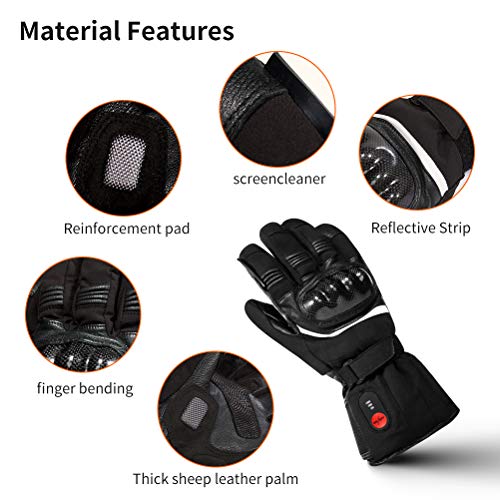 Guantes Calefactables Moto, Guantes de Invierno para Hombres y Mujeres Impermeables en Activadas al Aire Libre Esquí Motociclismo Pesca Senderismo Caza Prevenir Artritis Enfermedad de Raynaud M