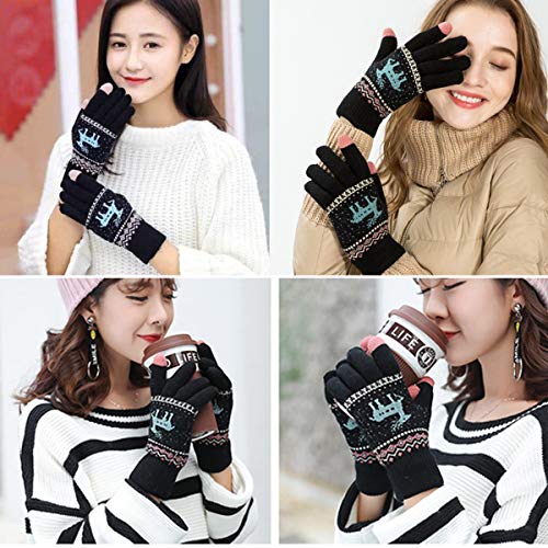 Guantes de invierno para mujer, cálidos, táctiles, elegantes y elegantes, para mujer, ideales para días fríos, casual y casual, para correr, ciclismo, moto, otras actividades de ocio, color negro