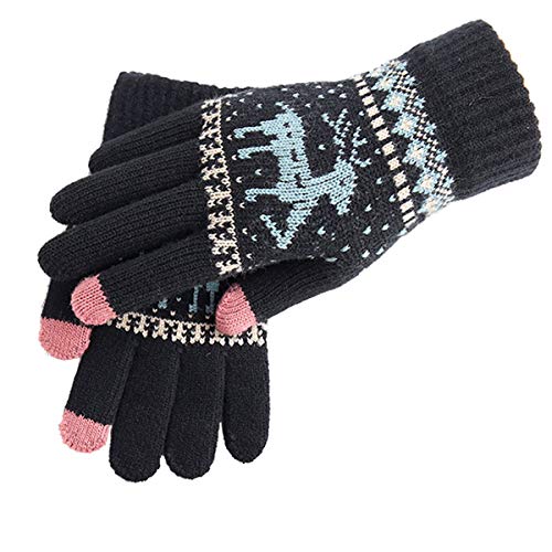 Guantes de invierno para mujer, cálidos, táctiles, elegantes y elegantes, para mujer, ideales para días fríos, casual y casual, para correr, ciclismo, moto, otras actividades de ocio, color negro