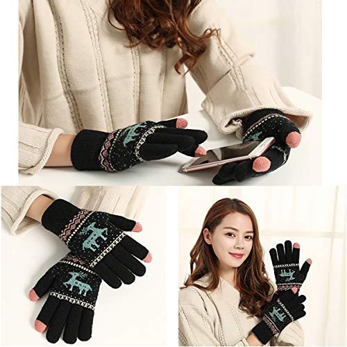 Guantes de invierno para mujer, cálidos, táctiles, elegantes y elegantes, para mujer, ideales para días fríos, casual y casual, para correr, ciclismo, moto, otras actividades de ocio, color negro