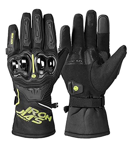 Guantes de Motos Invierno cálido Impermeable Cubierta Guantes de protección a Prueba de Viento Guantes Luvas Puede Pantalla táctil M Amarillo