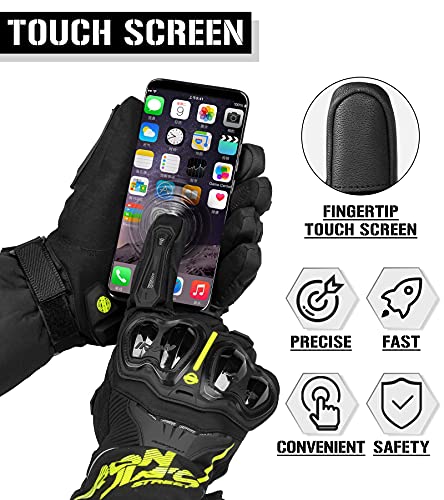 Guantes de Motos Invierno cálido Impermeable Cubierta Guantes de protección a Prueba de Viento Guantes Luvas Puede Pantalla táctil M Amarillo