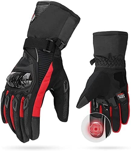 Guantes Moto 2KP Homologados para Invierno, Guantes Impermeables de Moto con Pantalla Táctil, Guantes Protectores de Motociclismo de Dedo Completo para Invierno