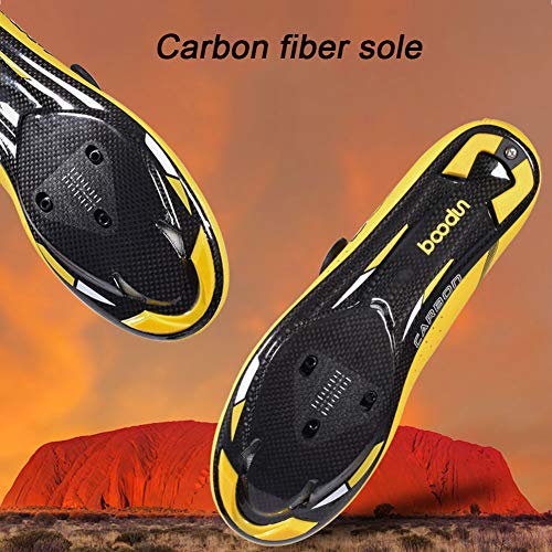 GUARDUU Zapatillas Ciclismo Hombre Fibra De Carbono Zapatillas Ciclismo Carretera MBT Antideslizantes Transpirables Specialized con Sistema De Bloqueo Rápido para Hombre,A,44(US:11)