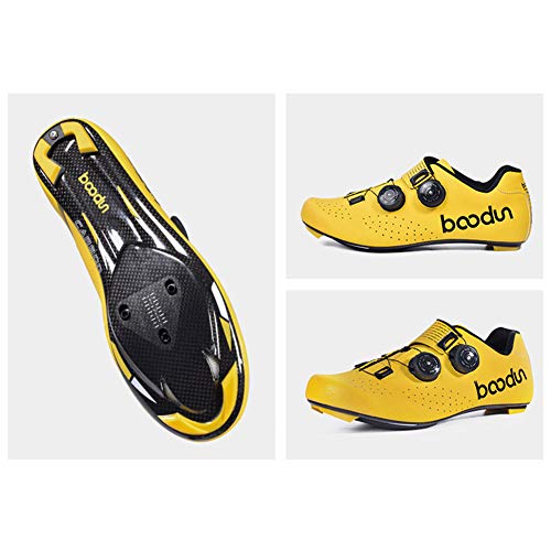 GUARDUU Zapatillas Ciclismo Hombre Fibra De Carbono Zapatillas Ciclismo Carretera MBT Antideslizantes Transpirables Specialized con Sistema De Bloqueo Rápido para Hombre,A,44(US:11)