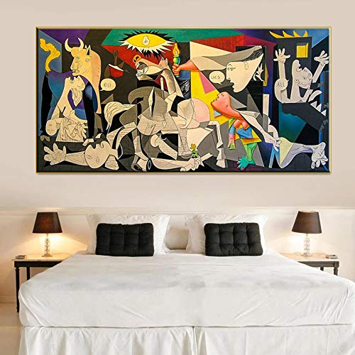 Guernica-picasso's Canvas Works Copy Famous Wall Art Canvas Poster Print Picture para la sala de estar moderna Decoración del hogar 75x150cm (30x60in) Marco interno