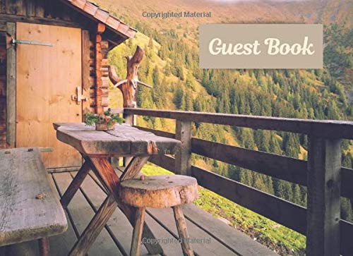 Guest Book: Log Cabin Vacation Home Gift, Guestbook for B&B Rental Visitors, Housewarming Present for New Home, Firewood Log Brown Photo Gift (8.25 x ... to House, Office, Vacation or Holiday Home
