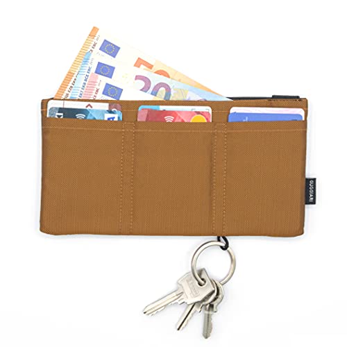 GUGGIARI® Tarjetero en Cuir PU para Tarjetas de Crédito - Mini Cartera Anti RFID para Hombre - Billetera Ligera y Compacta - Billetes, Tarjetas, Llaves estarán Seguras en la Cartera Antirrobo (Rust)