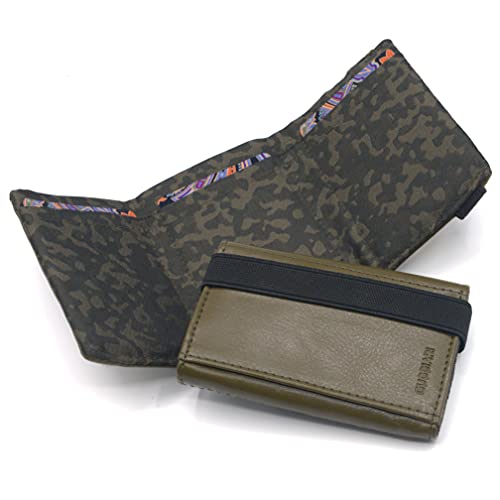 GUGGIARI® Tarjetero para Tarjetas de Crédito - Mini Cartera Hombre con Monedero - Billetera Slim de Cuero PU y Microfibra con RFID y Cierre Elástico (Green)