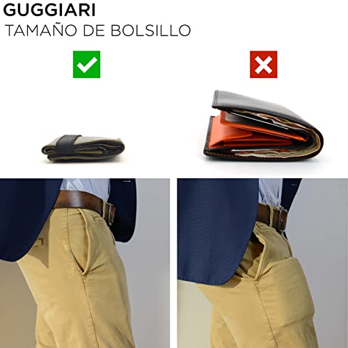 GUGGIARI® Tarjetero para Tarjetas de Crédito - Mini Cartera Hombre con Monedero - Billetera Slim de Cuero PU y Microfibra con RFID y Cierre Elástico (Green)