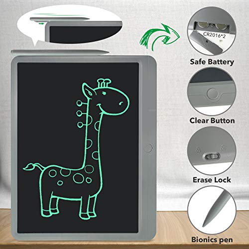 GUYUCOM Tableta de Escritura LCD de 15 Pulgadas con Pantalla Colorida Doodle Board (Gris) Edad de 3 Meses +